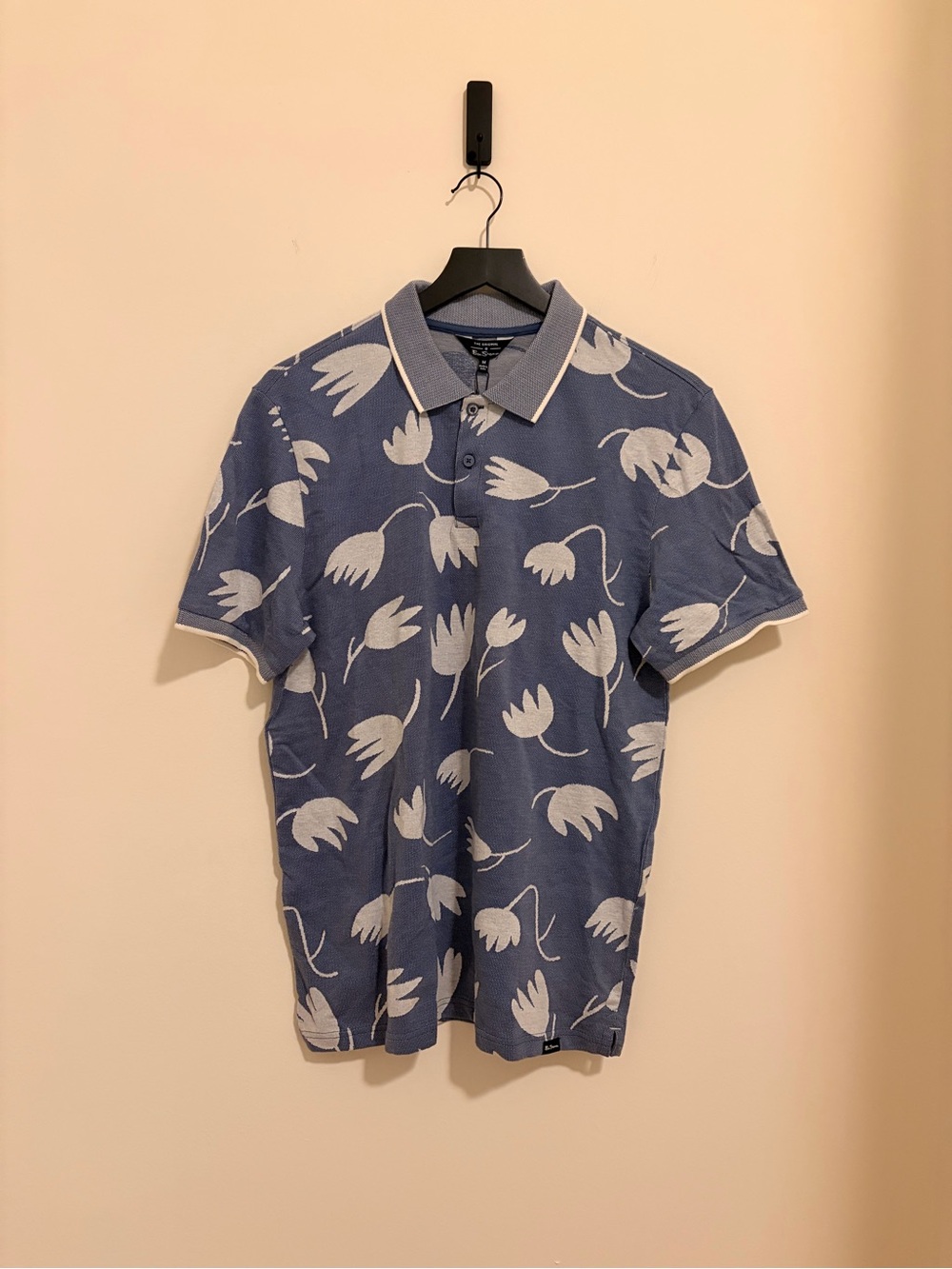 Ben Sherman Blue Polo with White Floral Print